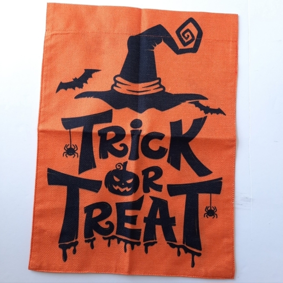 Trick or Treat Orange & Black Fabric Lawn Sign - Picture 1 of 4